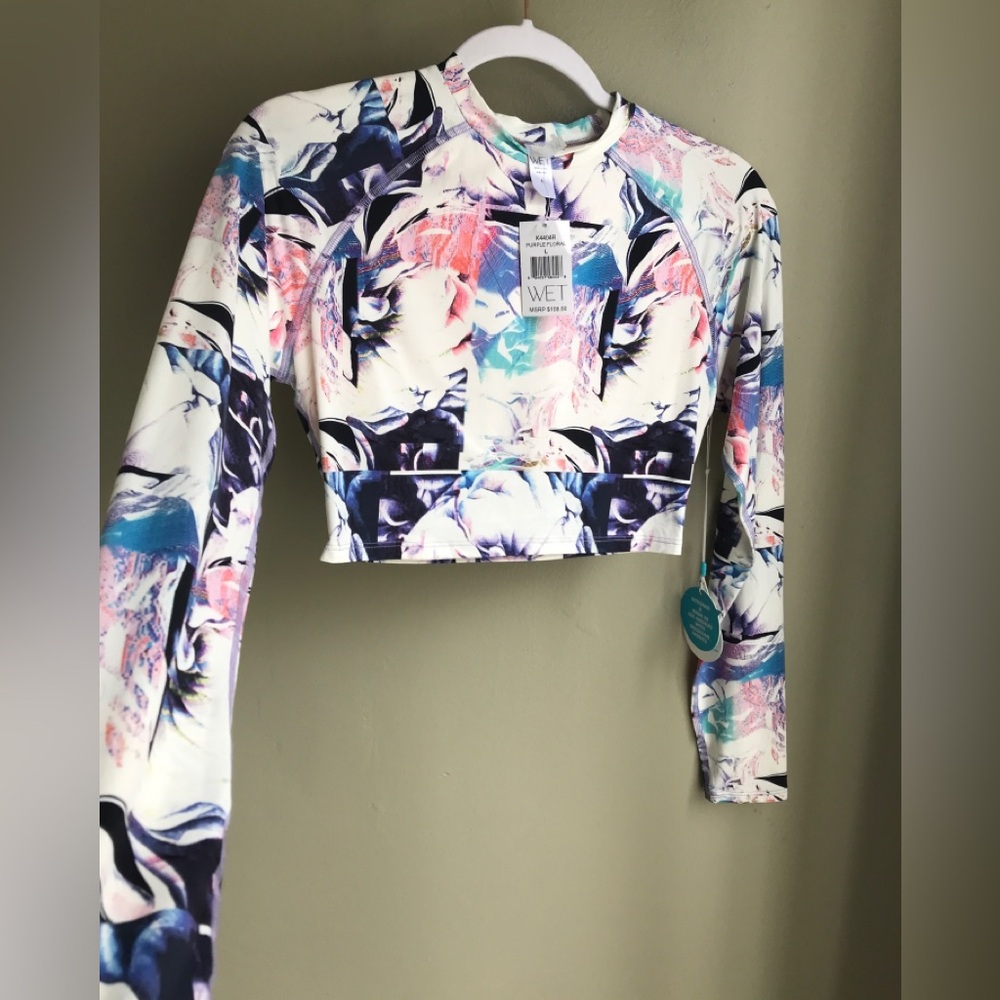 NWT! WET Womens Purple Floral Rashguard Size: L - Picture 3 of 11